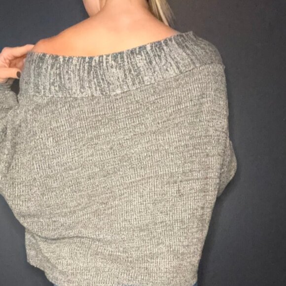 Free People Alana Off The Shoulder Slouchy Sweater Marled Gray Women's Sz Small - Picture 3 of 7
